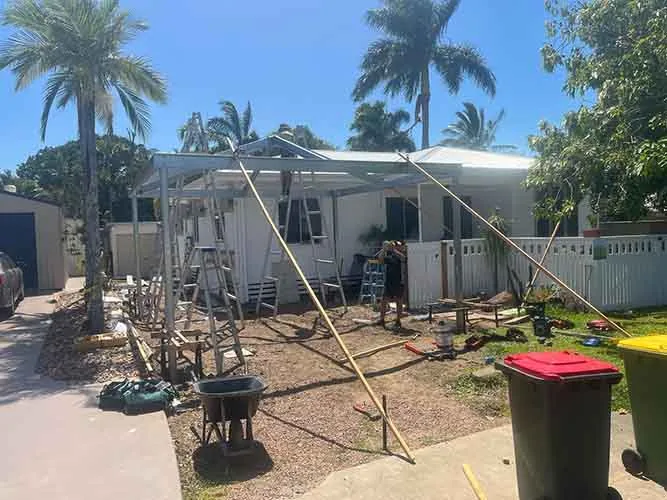 Early construction work for a new residential carport