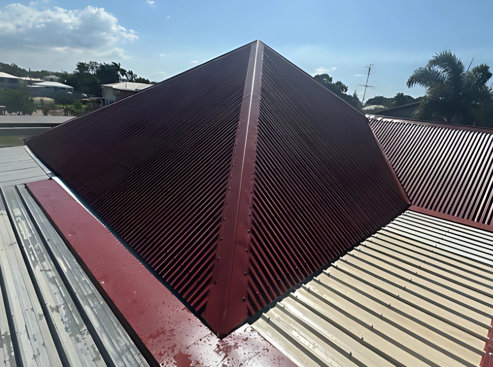 Completed red metal re-roof on a Townsville home